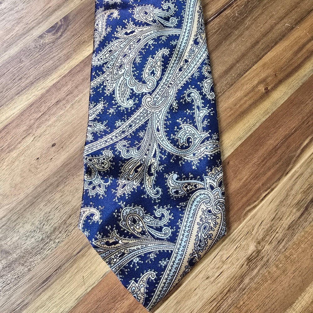 Luca Franzini Neck Tie Mens Navy Blue Paisley Silk Made in Italy Formal Business